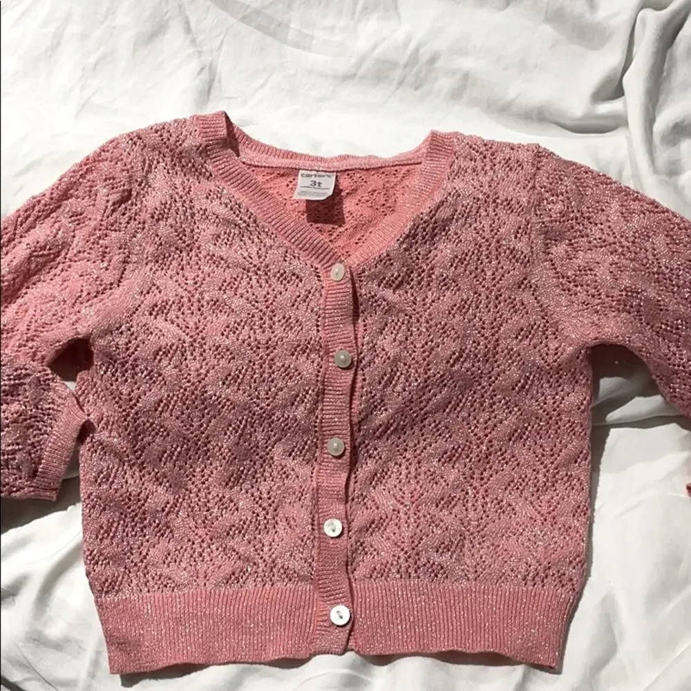 Carters 3t peach metallic cardigan worn once euc